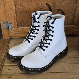 Dr. Martens White Leather Women's Boots